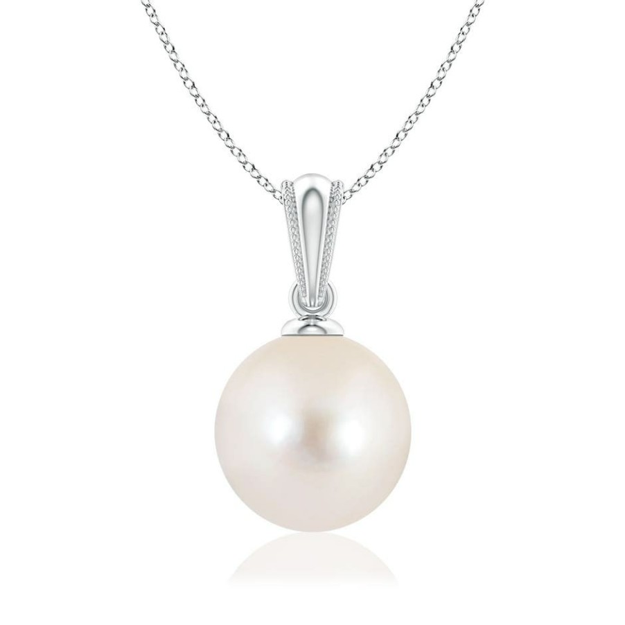 Necklaces Angara Freshwater Pearl | Freshwater Pearl Pendant With Ornate Bale