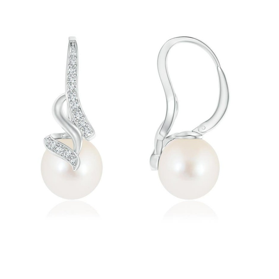 Earrings Angara Freshwater Pearl | Freshwater Pearl Swirl Leverback Earrings