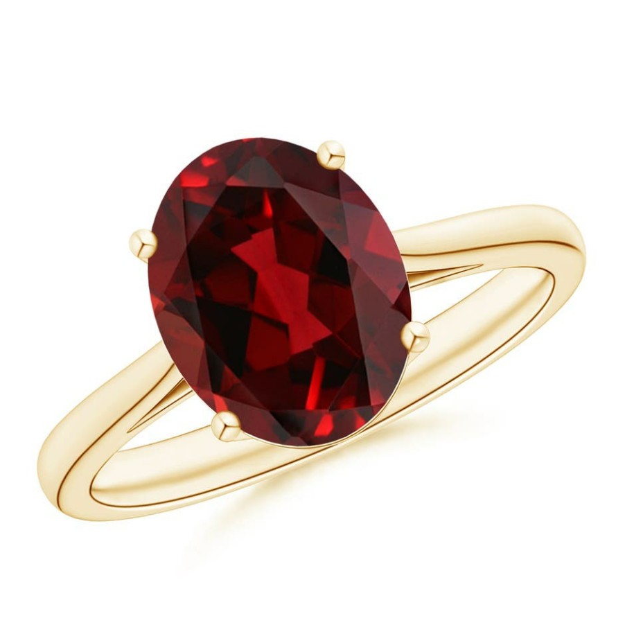 Rings Angara Garnet | Oval Solitaire Garnet Cocktail Ring