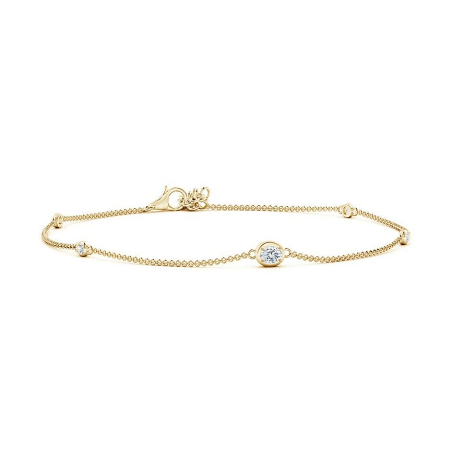 Bracelets Angara Diamond | Oval Diamond Station Bracelet With Bezel-Set Accents