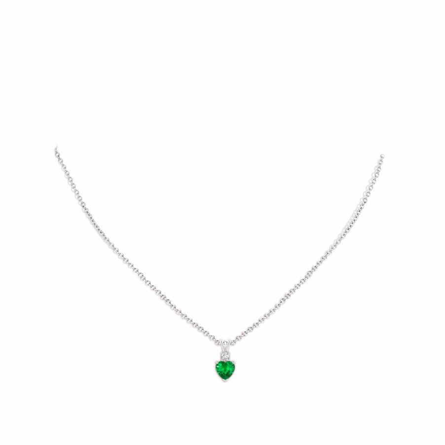 Necklaces Angara Emerald | Heart-Shaped Emerald Rabbit Ear Bale Pendant