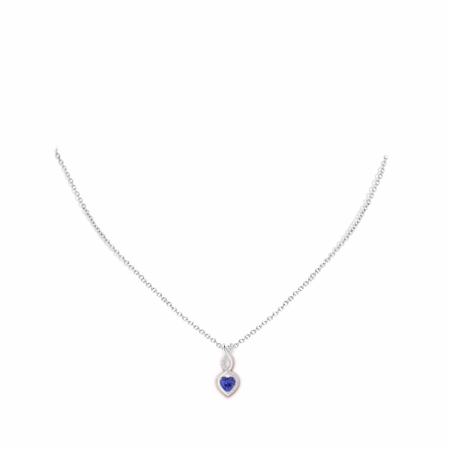 Necklaces Angara Tanzanite | Tanzanite Infinity Heart Pendant With Diamonds