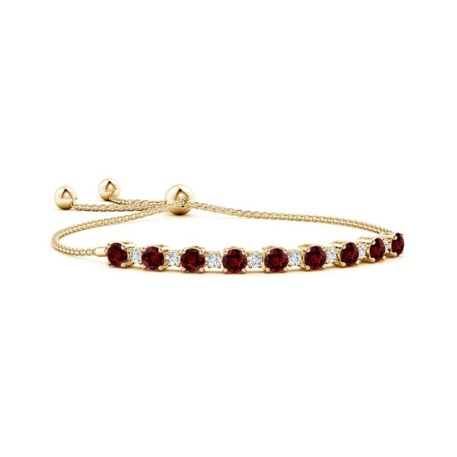 Bracelets Angara Ruby | Lab-Grown Ruby And Lab Diamond Tennis Bolo Bracelet