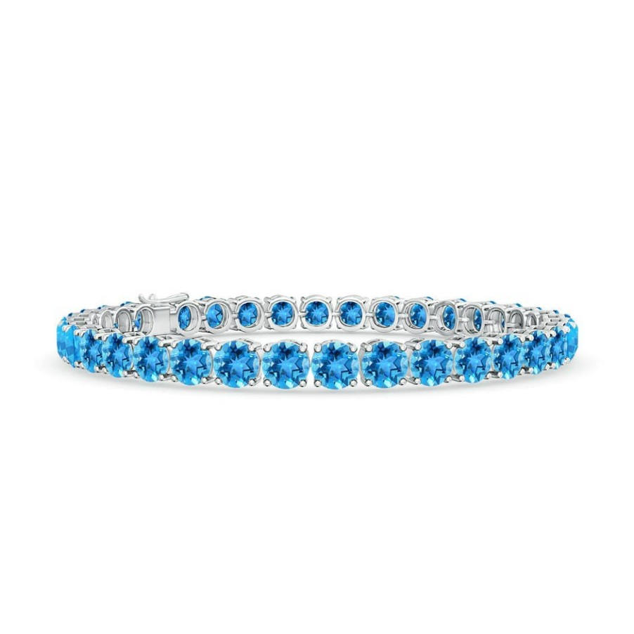 Bracelets Angara Swiss Blue Topaz | Classic Swiss Blue Topaz Linear Tennis Bracelet