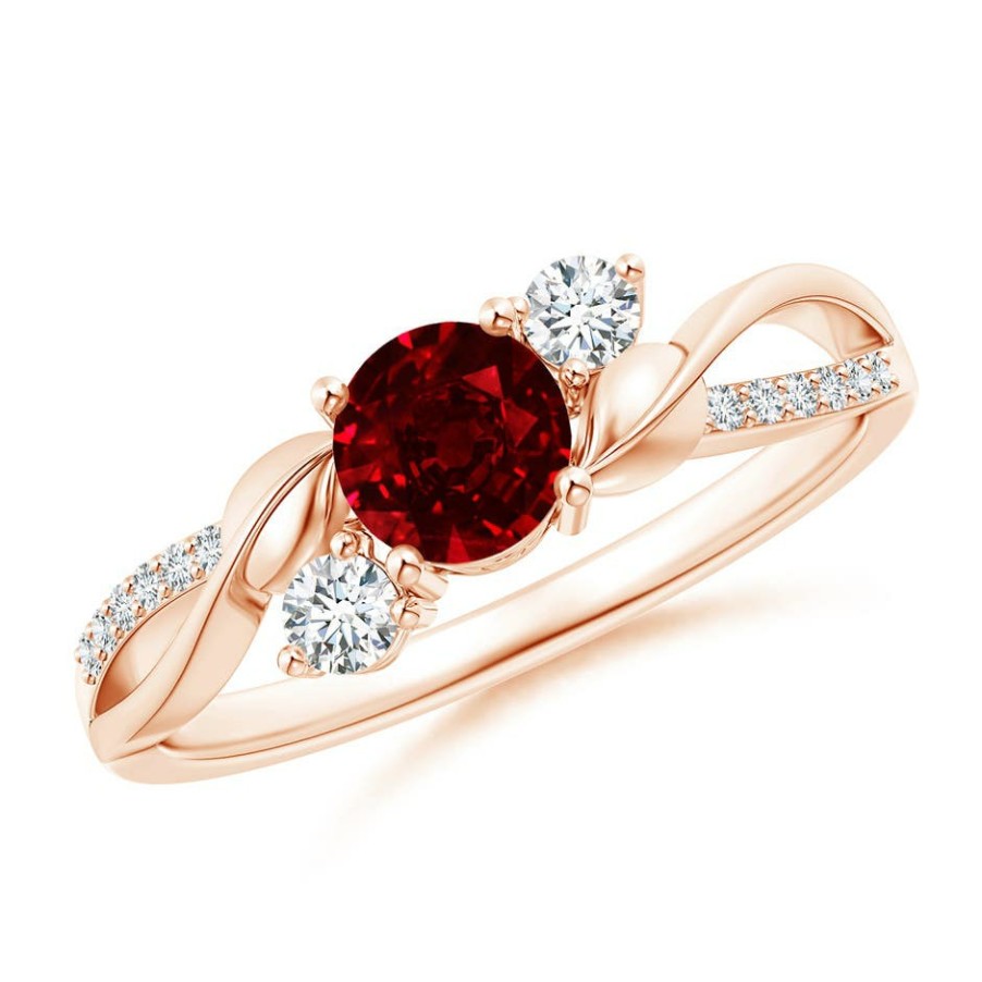 Rings Angara Ruby | Ruby And Diamond Twisted Vine Ring