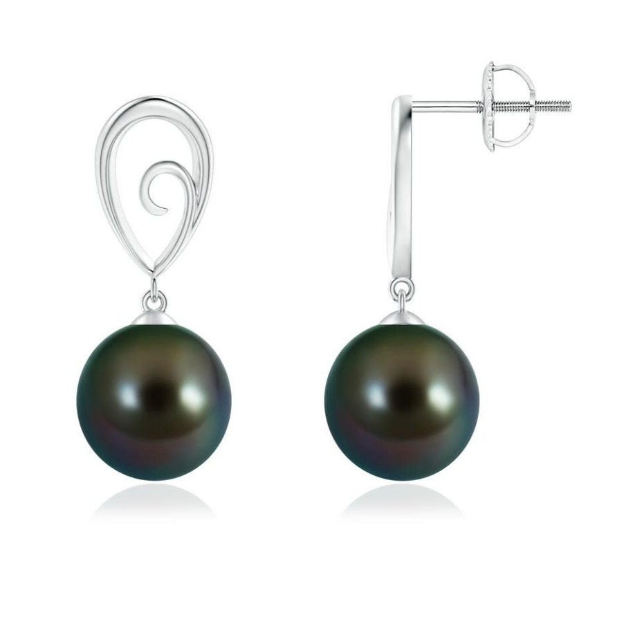 Earrings Angara Tahitian Pearl | Tahitian Pearl Drop Earrings With Metal Loop