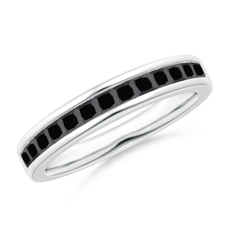 Rings Angara Enhanced Black | Channel Set Princess Black Diamond Half Eternity Ring