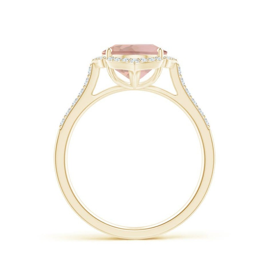 Rings Angara Morganite | Oval Morganite Ring With Ornate Halo