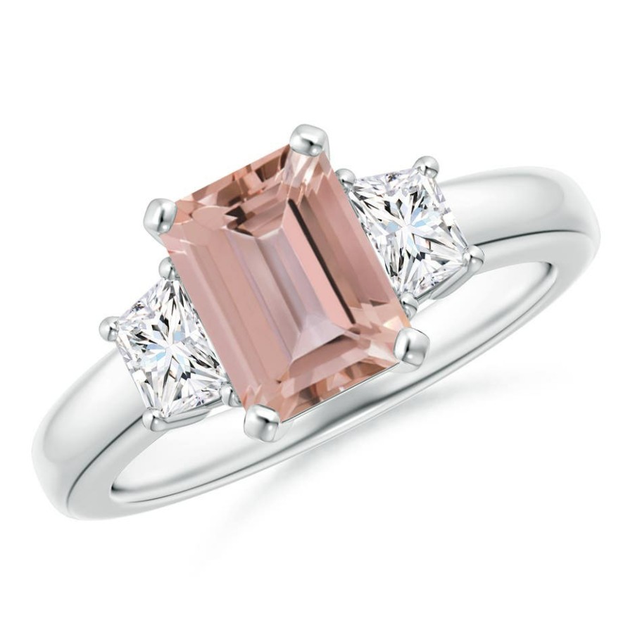 Rings Angara Morganite | Morganite And Diamond Three Stone Ring