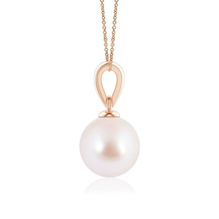 Necklaces Angara Akoya Pearl | Japanese Akoya Pearl Pendant With Ornate Bale