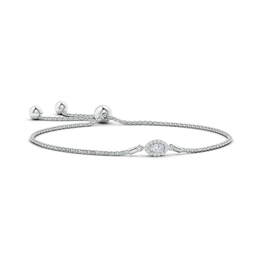 Bracelets Angara Diamond | East-West Marquise Diamond Bolo Bracelet With Halo