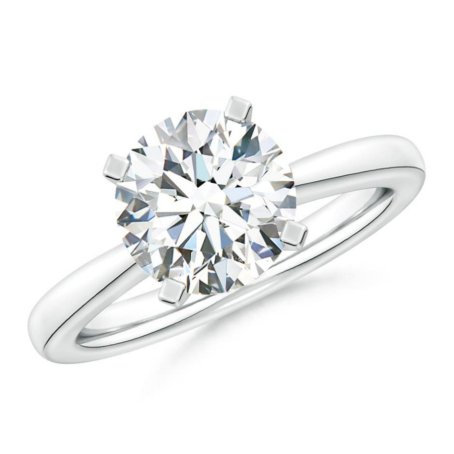 Rings Angara Diamond | Lab-Grown Round Diamond Reverse Tapered Shank Solitaire Engagement Ring