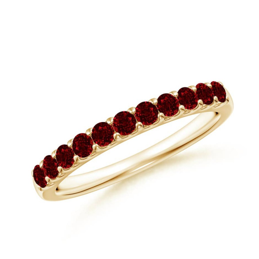 Rings Angara Ruby | Shared Prong Set Half Eternity Ruby Wedding Band