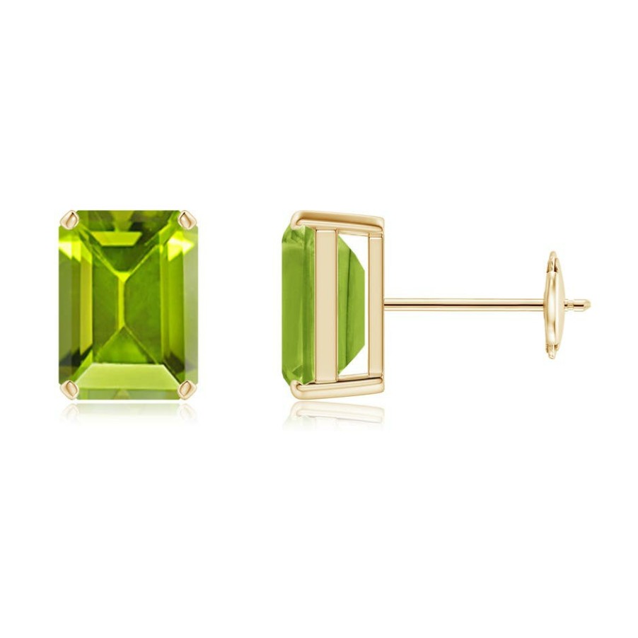 Earrings Angara Peridot | Prong-Set Emerald-Cut Peridot Solitaire Stud Earrings