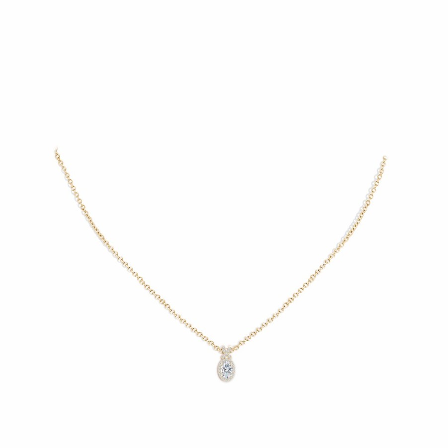 Necklaces Angara Diamond | Lab-Grown Vintage Style Diamond Pendant With Halo