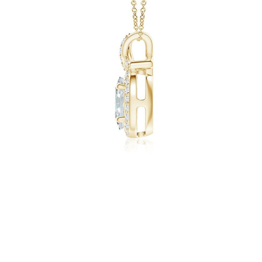 Necklaces Angara Diamond | Lab-Grown Vintage Style Diamond Pendant With Halo