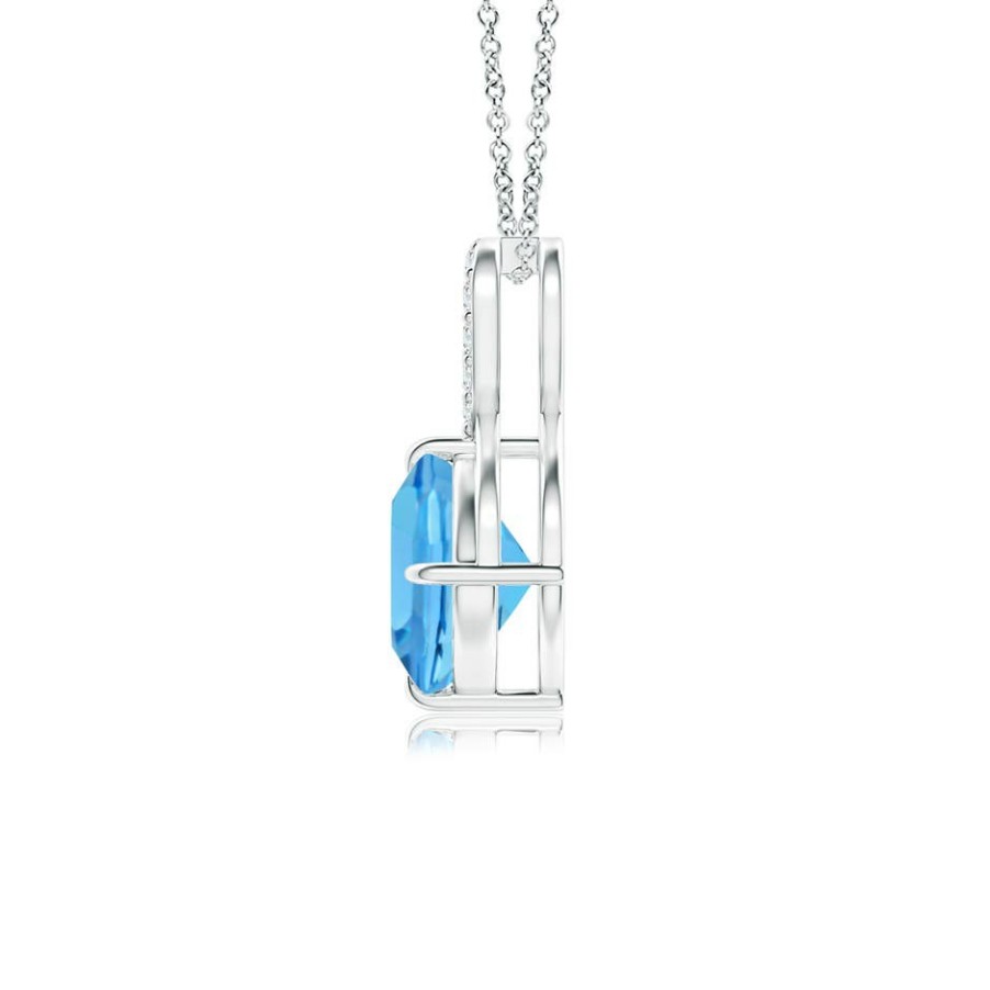 Necklaces Angara Swiss Blue Topaz | Claw-Set Swiss Blue Topaz Infinity Pendant With Diamonds