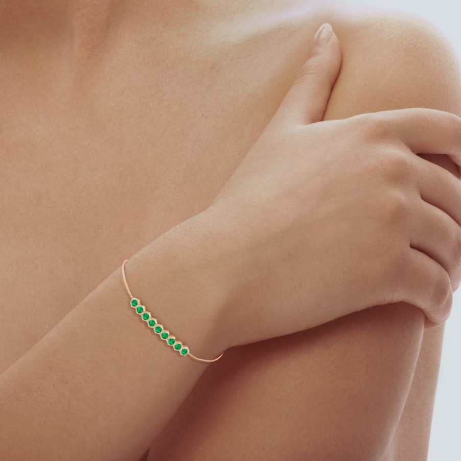 Bracelets Angara Emerald | Natori X Angara Hexagonal Emerald Bolo Bracelet