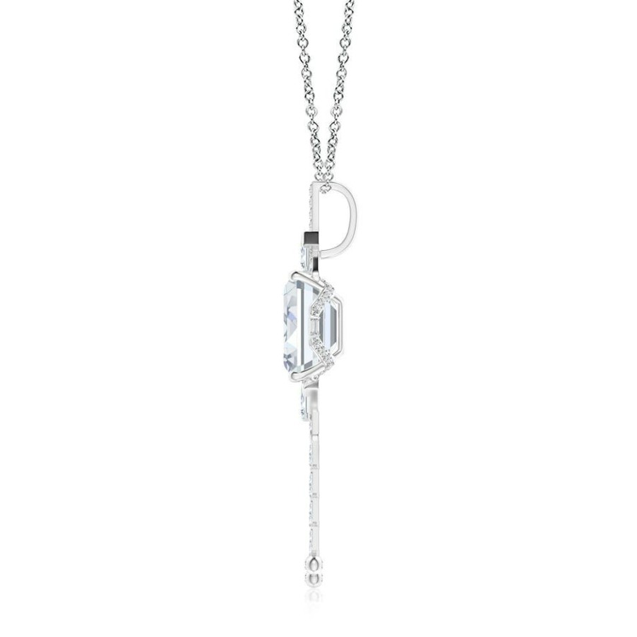 Necklaces Angara Diamond | Natori X Angara Orient Express Lab-Grown Emerald-Cut & Baguette Diamond Tassel Drop Pendant Necklace