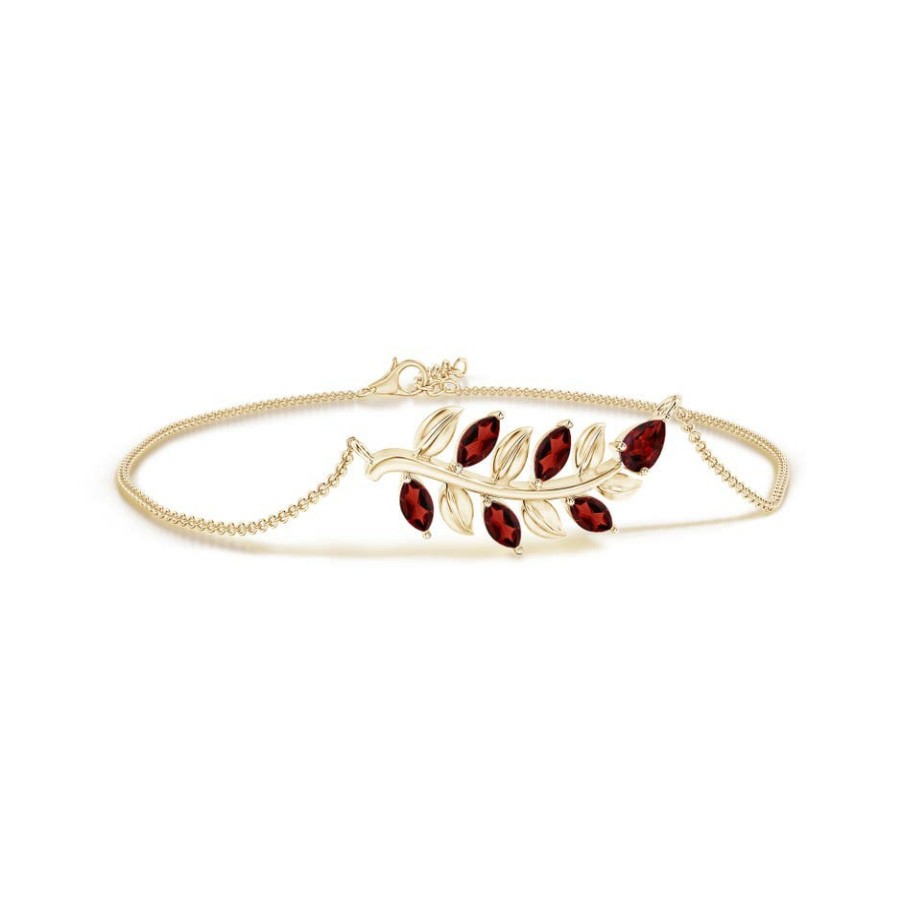 Bracelets Angara Garnet | Pear And Marquise Garnet Olive Branch Bracelet