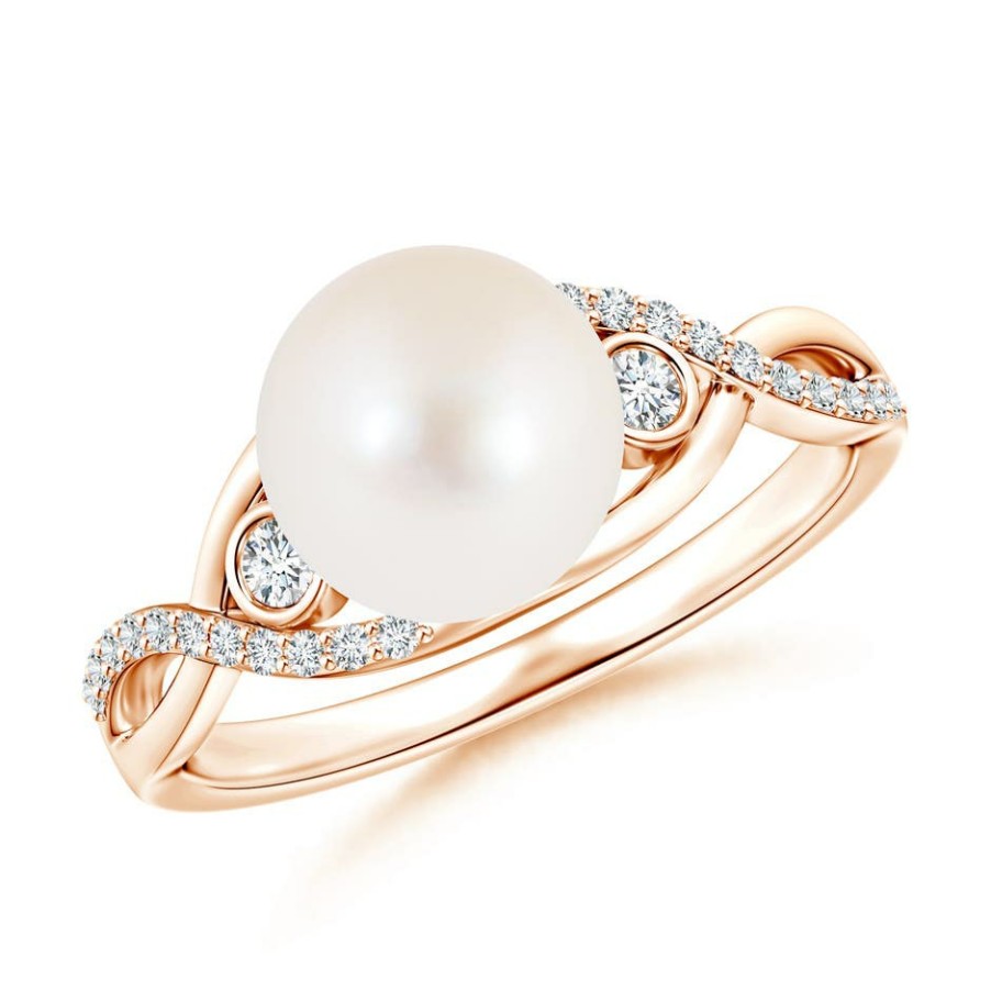 Rings Angara Freshwater Pearl | Freshwater Pearl And Diamond Infinity Ring