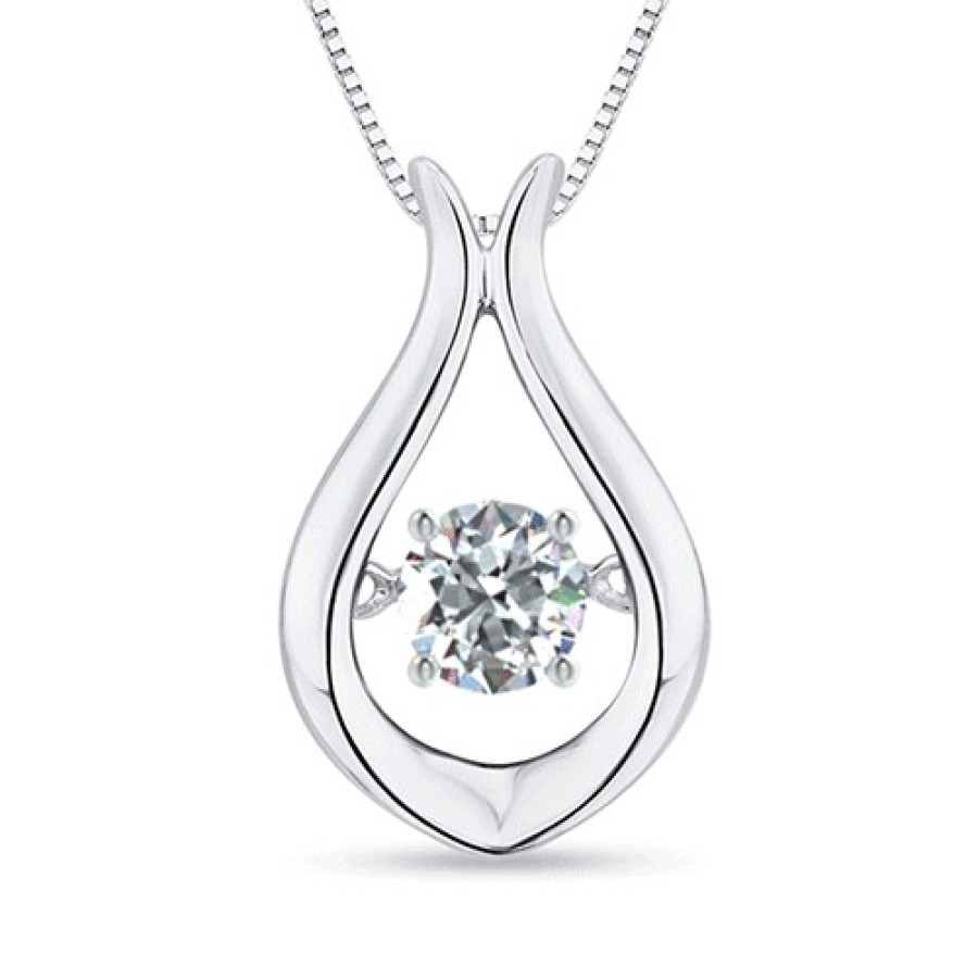 Necklaces Angara Diamond | Rocking Diamond Solitaire Drop Pendant