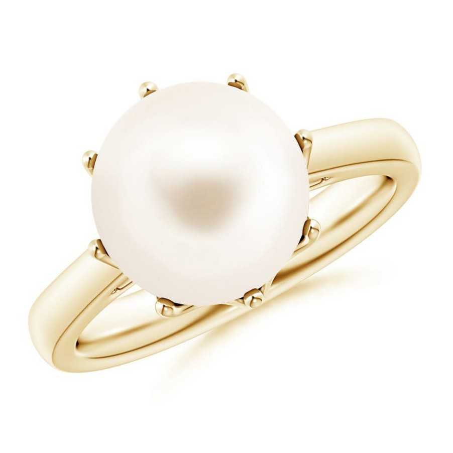 Rings Angara Freshwater Pearl | Freshwater Pearl Solitaire Crown Ring