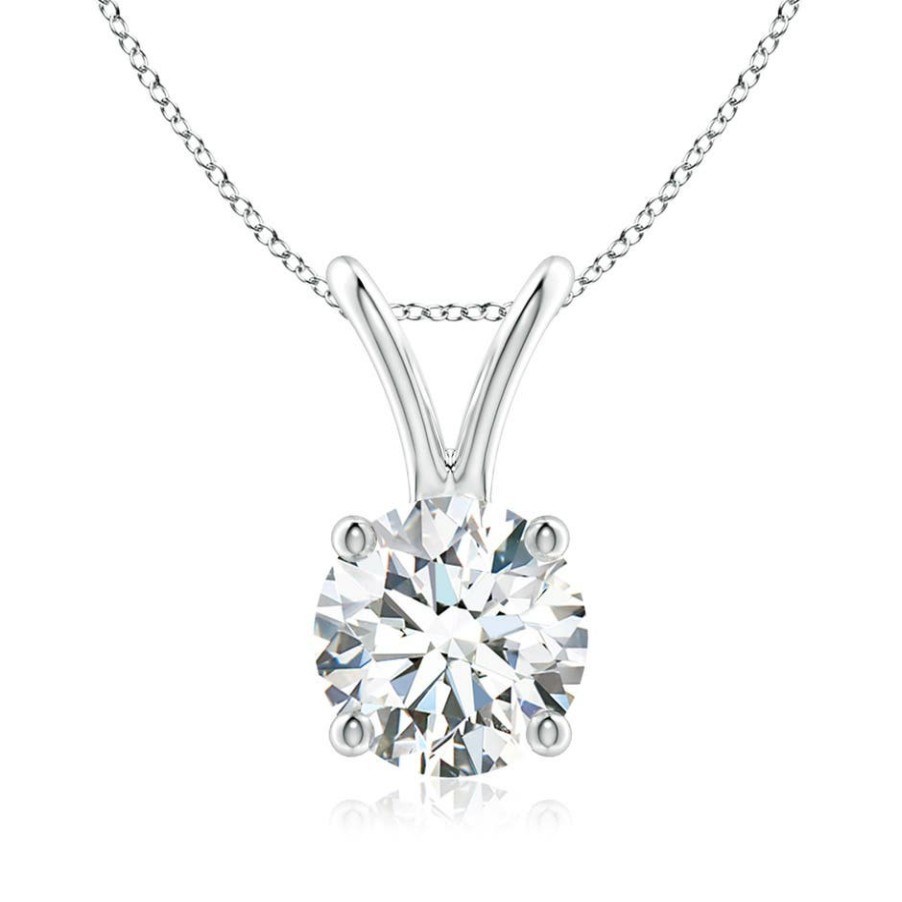 Necklaces Angara Diamond | Lab-Grown Round Diamond Solitaire V-Bale Pendant