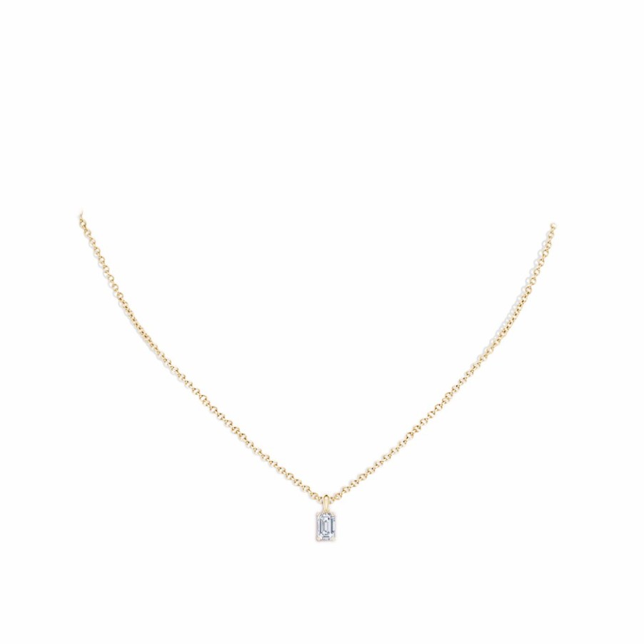 Necklaces Angara Diamond | Lab-Grown Emerald-Cut Diamond Solitaire Pendant