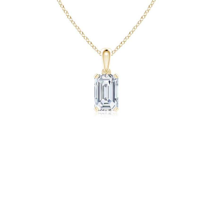 Necklaces Angara Diamond | Lab-Grown Emerald-Cut Diamond Solitaire Pendant