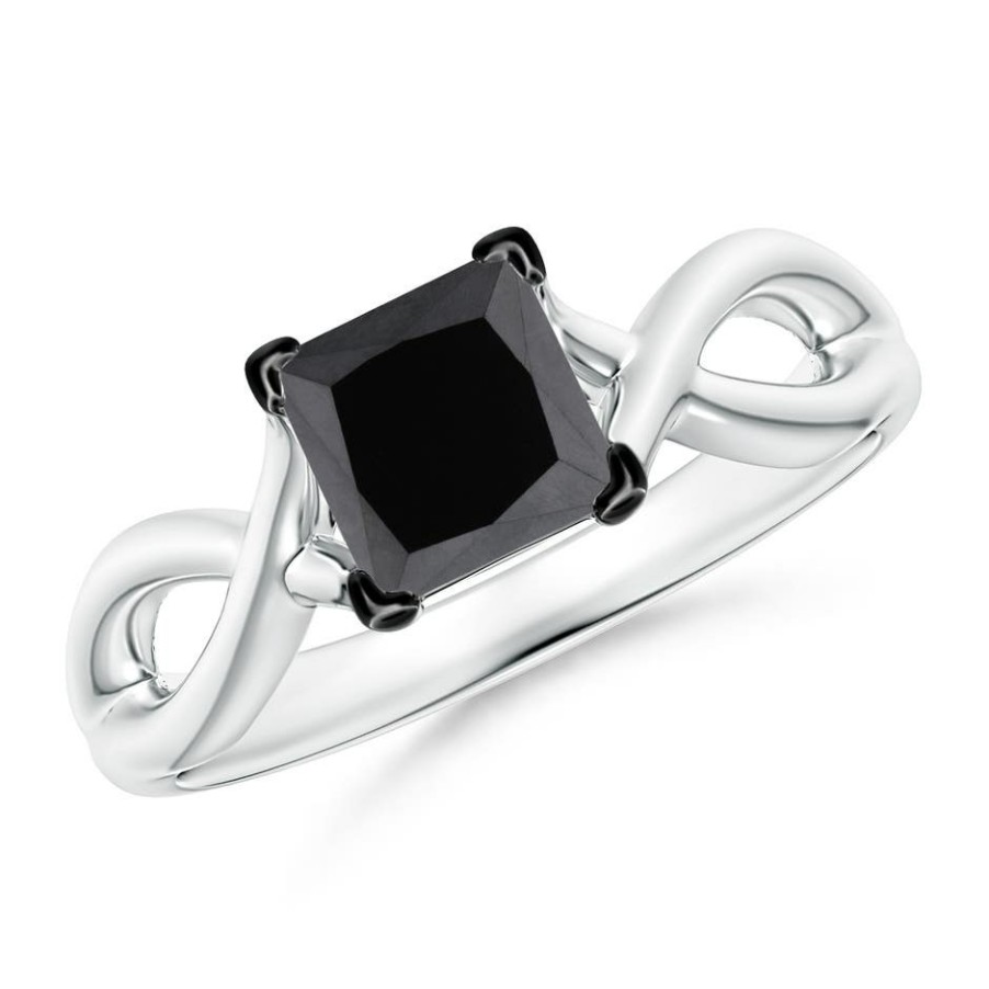 Rings Angara Enhanced Black | Princess-Cut Solitaire Black Diamond Crossover Ring