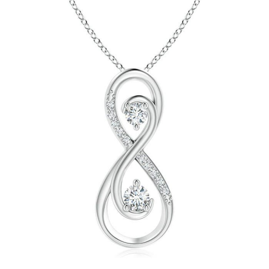 Necklaces Angara Diamond | Together Forever Two Stone Diamond Infinity Pendant For Mom