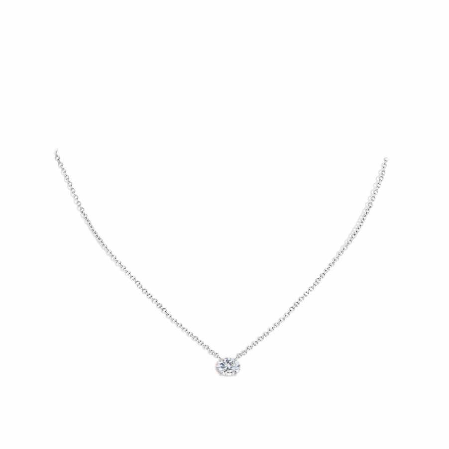 Necklaces Angara Diamond | Lab-Grown East-West Oval Diamond Solitaire Pendant