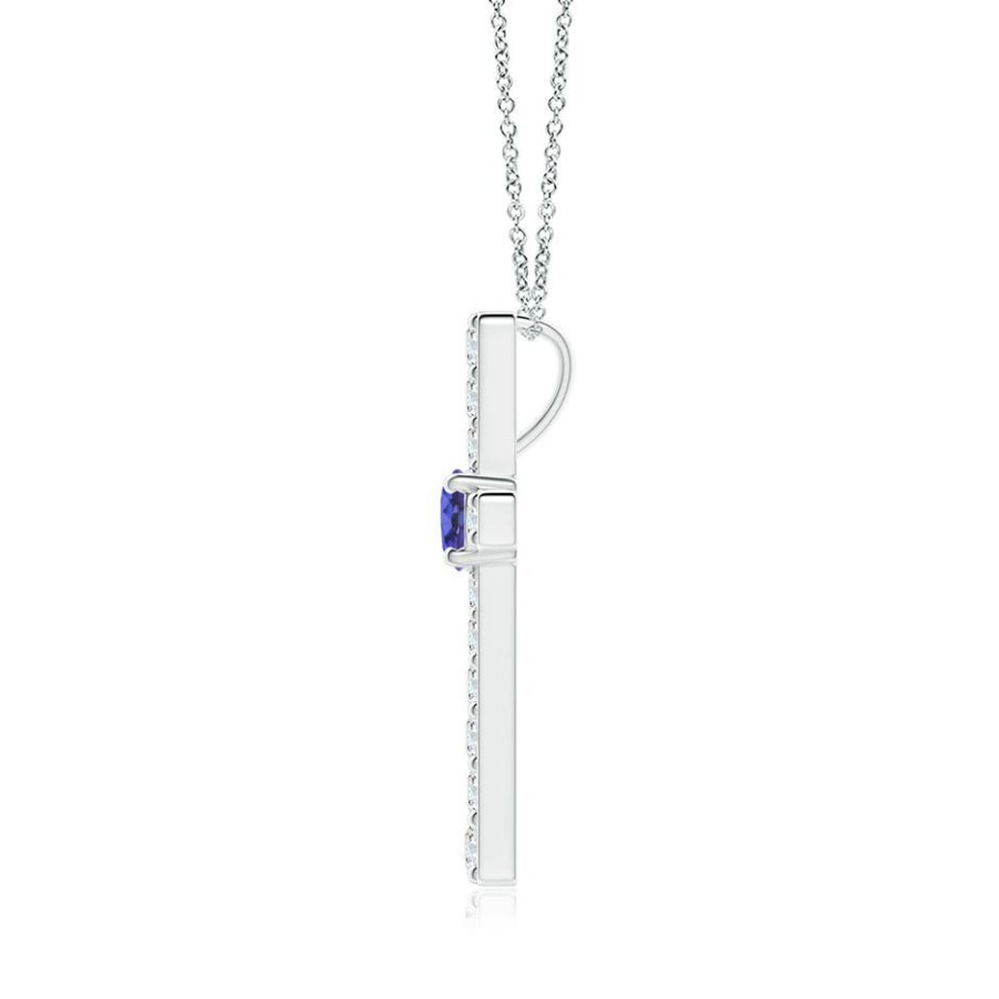 Necklaces Angara Tanzanite | Tanzanite And Diamond Cross Pendant