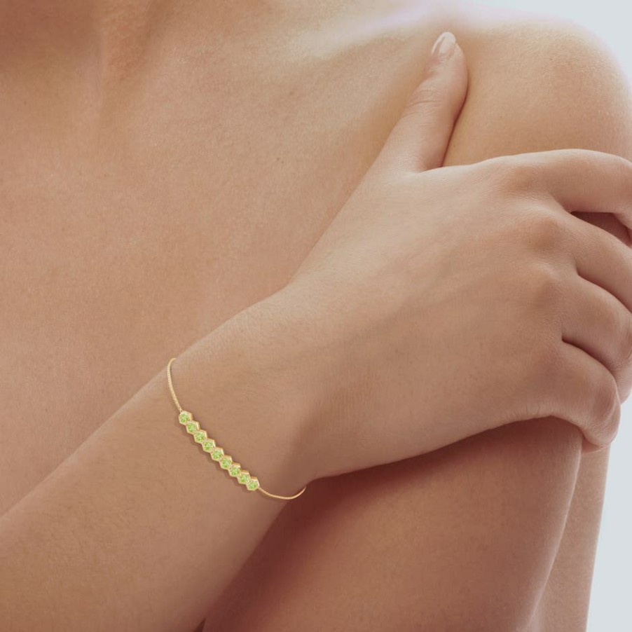 Bracelets Angara Peridot | Natori X Angara Hexagonal Peridot Bolo Bracelet