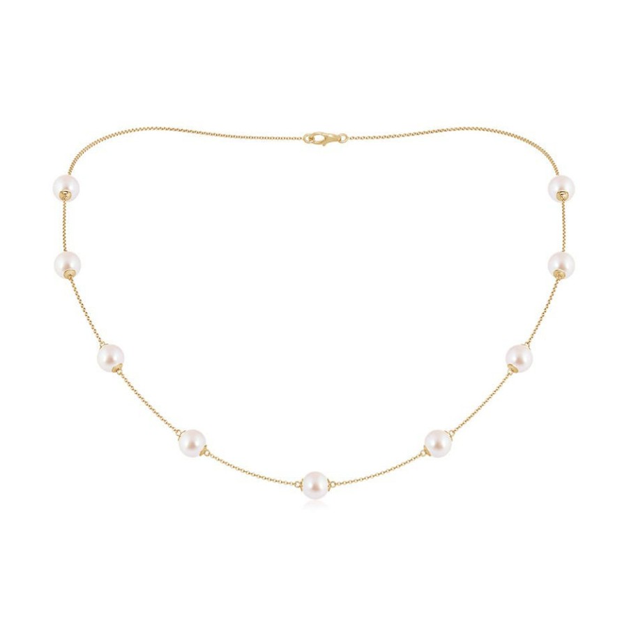 Necklaces Angara Akoya Pearl | 18" Japanese Akoya Pearl Station Necklace