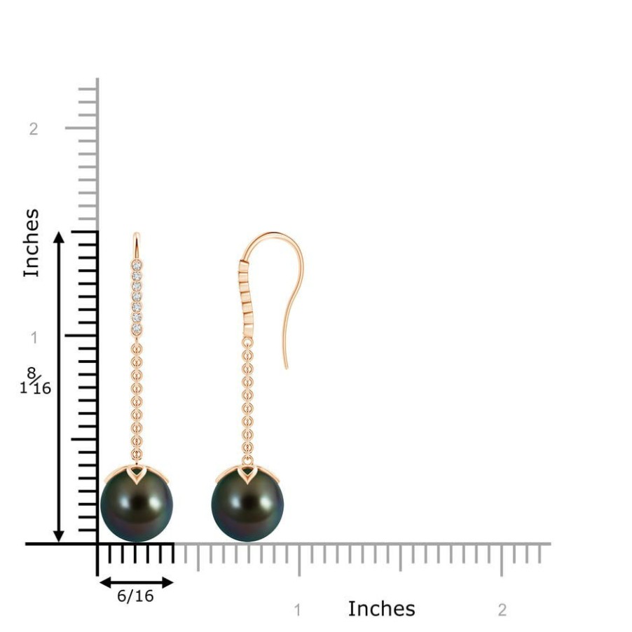 Earrings Angara Tahitian Pearl | Tahitian Pearl And Diamond Long Dangle Earrings