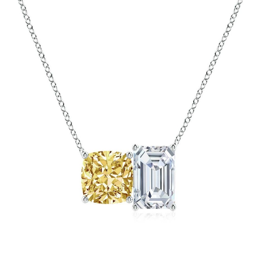 Necklaces Angara Diamond | Natori X Angara Orient Express Lab-Grown Yellow & White Diamond Two-Stone Pendant