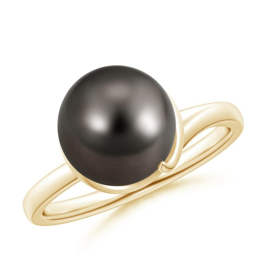 Rings Angara Tahitian Pearl | Tahitian Pearl Ring With Spiral Metal Loop