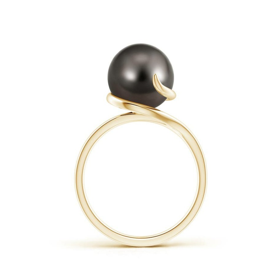 Rings Angara Tahitian Pearl | Tahitian Pearl Ring With Spiral Metal Loop