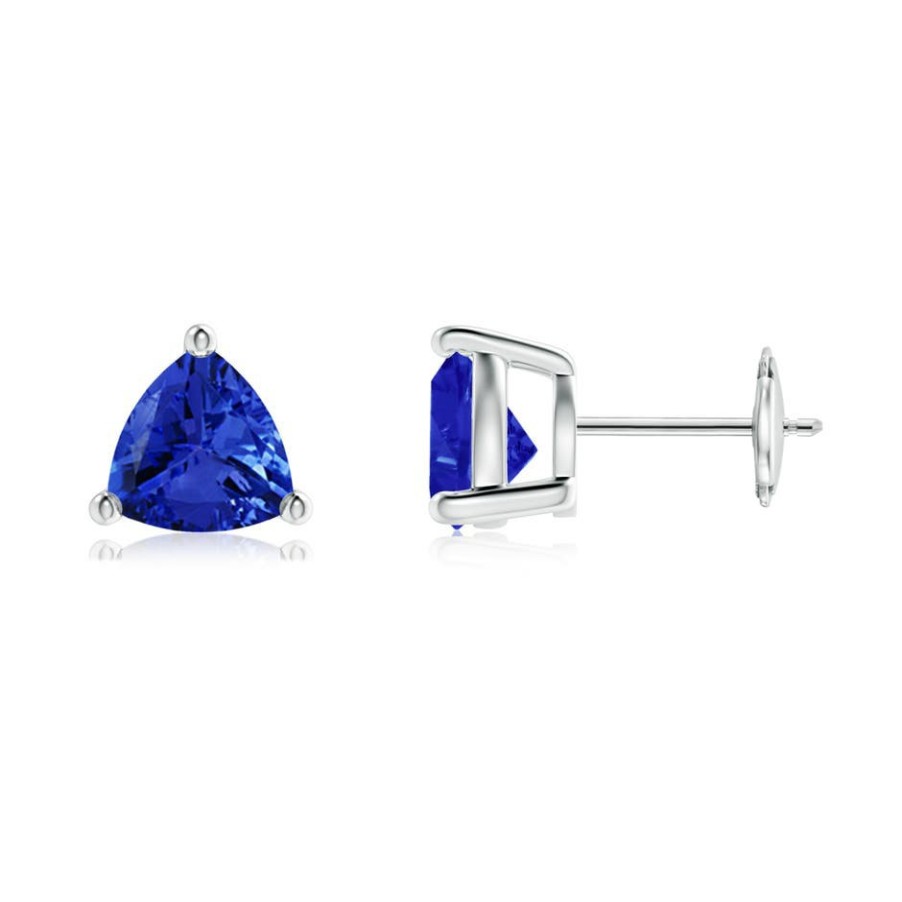 Earrings Angara Tanzanite | Basket-Set Trillion Tanzanite Stud Earrings