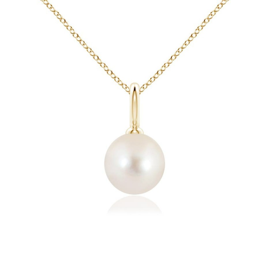 Necklaces Angara Freshwater Pearl | Classic Freshwater Pearl Solitaire Pendant