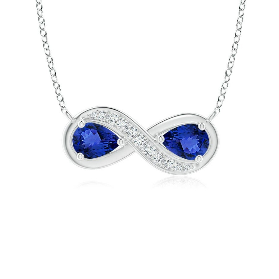 Necklaces Angara Tanzanite | Pear Tanzanite Two Stone Infinity Pendant