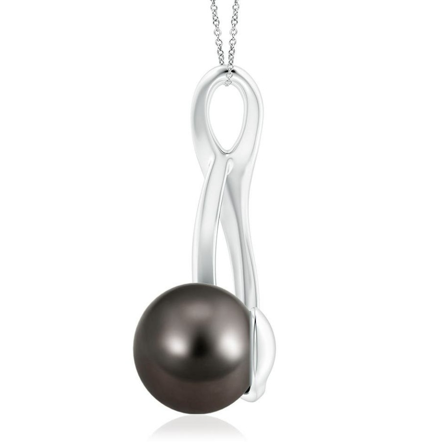 Necklaces Angara Tahitian Pearl | Solitaire Tahitian Pearl Swirl Pendant