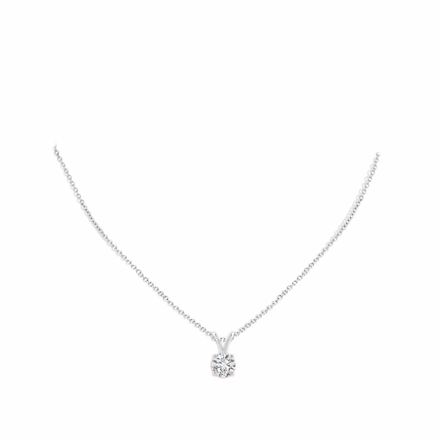 Necklaces Angara Diamond | Round Diamond Solitaire V-Bale Pendant