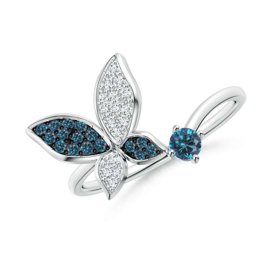 Rings Angara Enhanced Blue | Blue Diamond Butterfly Bypass Ring