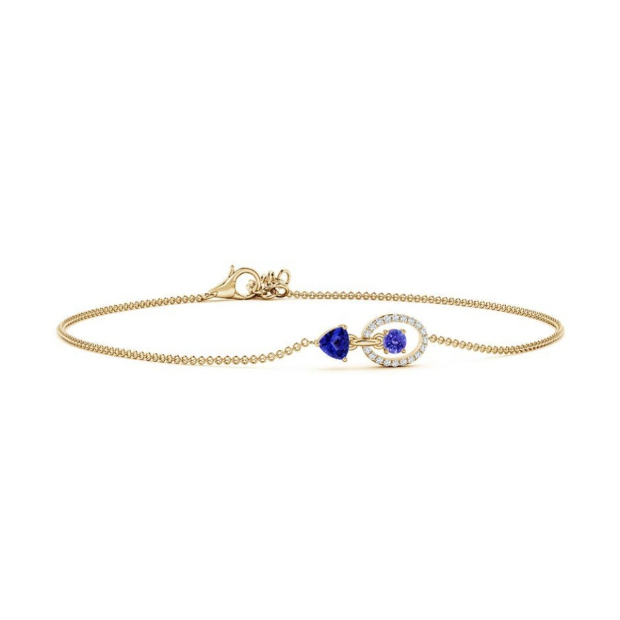 Bracelets Angara Tanzanite | Round & Trillion Tanzanite Sagittarius Two Stone Bracelet