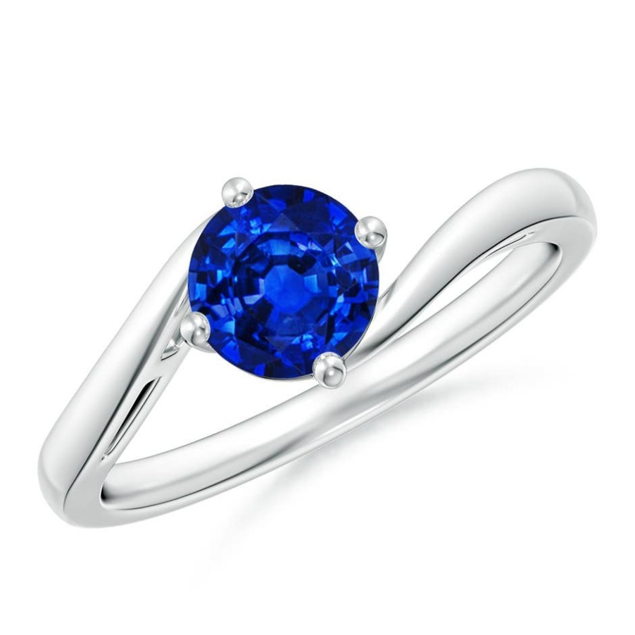 Rings Angara Blue Sapphire | Classic Round Sapphire Solitaire Bypass Ring