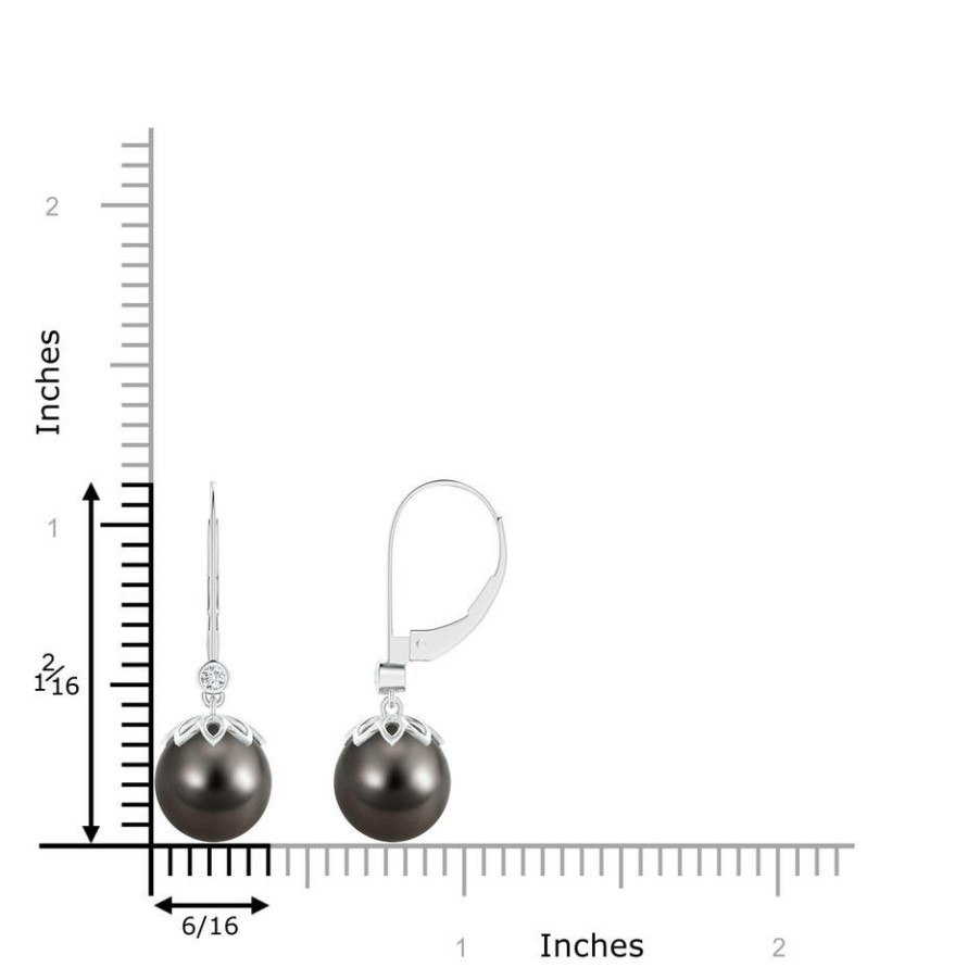 Earrings Angara Tahitian Pearl | Tahitian Pearl Drop Earrings With Diamond