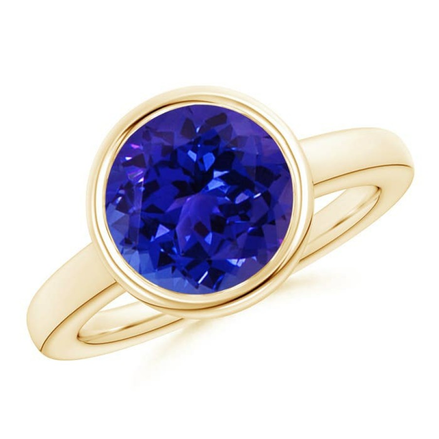 Rings Angara Tanzanite | Bezel-Set Round Tanzanite Solitaire Engagement Ring